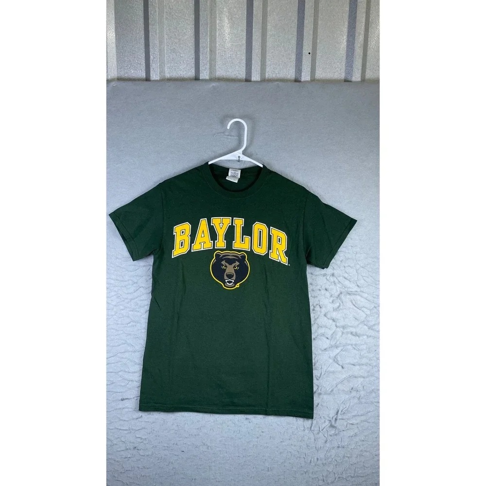 Gildan Baylor University T-Shirt Mens Small Green Excellent Short Sleeve Logo